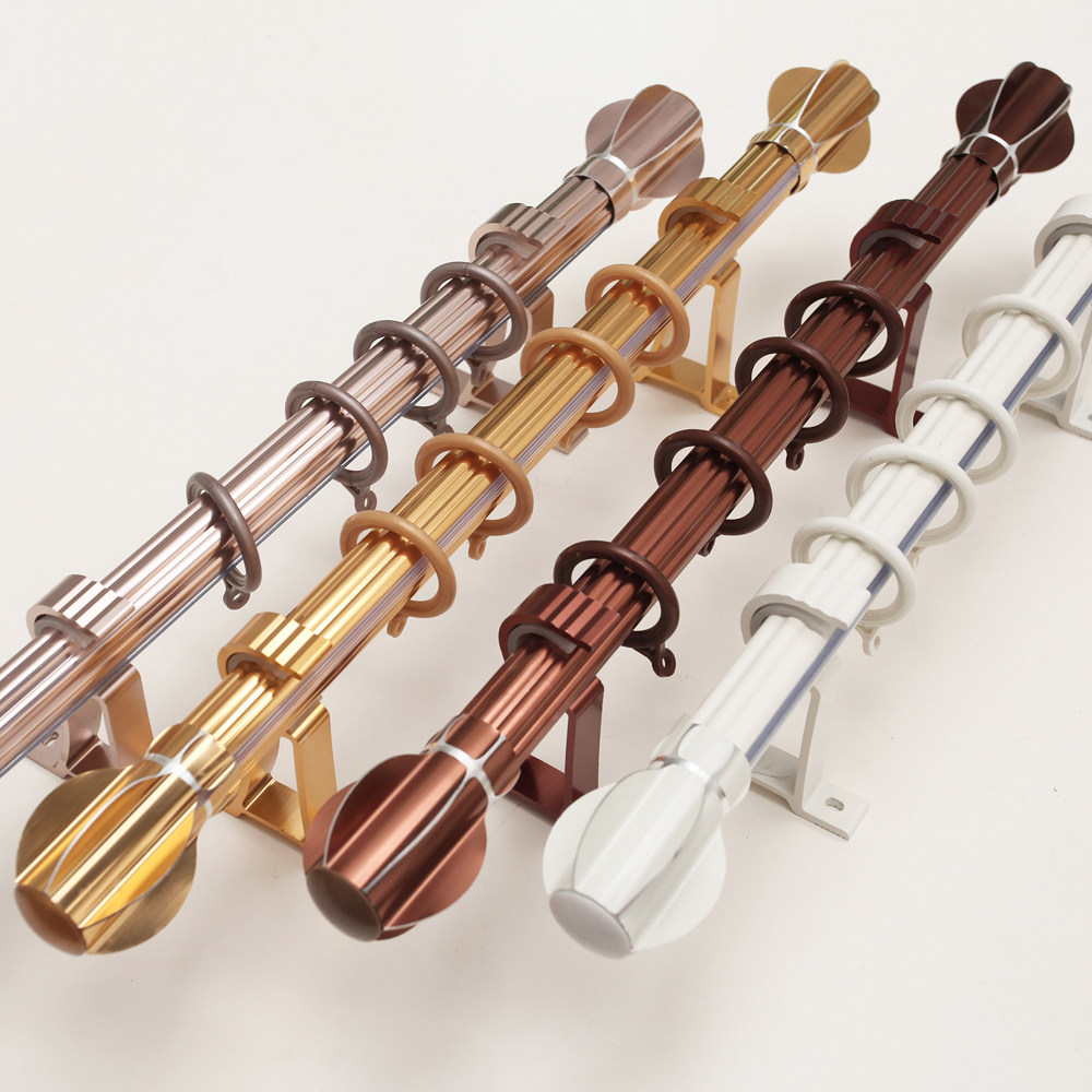 窗帘杆客厅卧室免打孔加厚罗马杆子轨道单杆双杆支架明轨上门安装