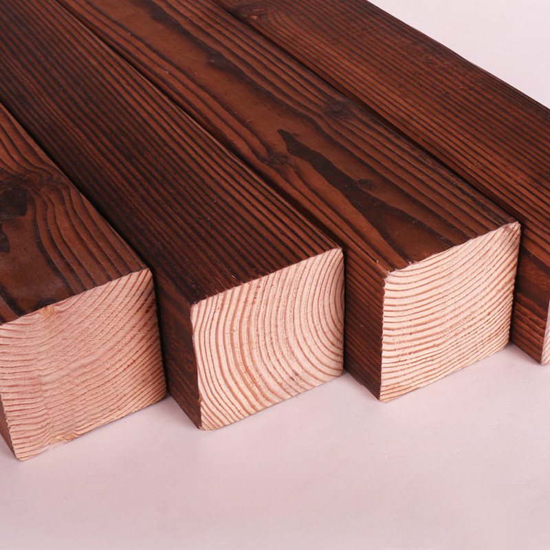 板材花旗松炭化木地板立柱防腐木碳化木炭烧木木条木方龙骨90*90已售