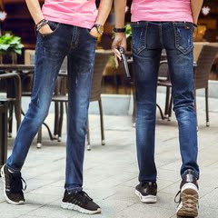 艾贝瑶冬季新款牛仔裤男小脚裤韩版修身青少年学生保暖长裤子