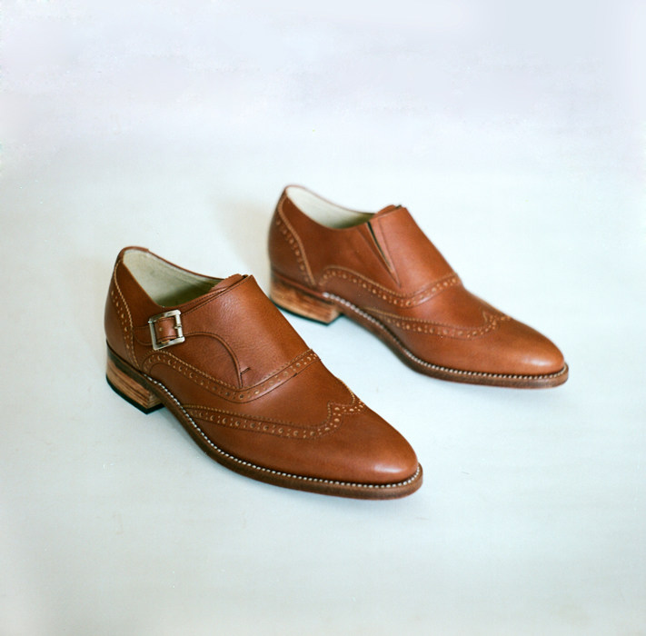 单扣孟克鞋和尚monkstrap皮底手工皮鞋英伦复古单鞋