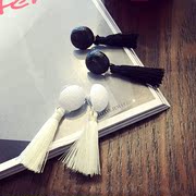 Japan Korea fashion simple black tassel earrings aristocratic temperament wild earrings ear nail ear jewelry women