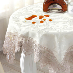 泰绣欧式防水桌布蕾丝布艺餐桌布套装防油茶几布椅套圆桌盖布