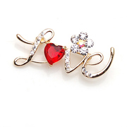 Package mail smiling LOVE I love you Crystal brooch brooch brooch Joker suit work apparel women