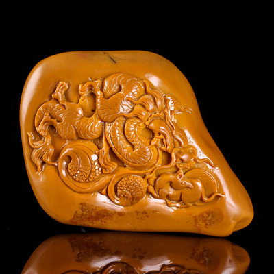 顶级天然龙陵黄龙玉雕刻件 0218 霸气招财371.67g