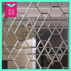 6变形加3角型银色镜子混拼艺术墙板 直边45度边大斜边工艺玻璃墙