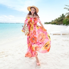 2016夏季新品度假沙滩裙吊掉雪纺长裙沙滩裙长裙女