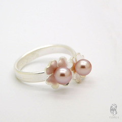 余味【双生花】原创设计 淡水珍珠戒指 99纯银女士 文艺森林气质