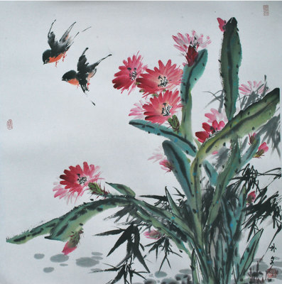 侯林夕花鸟一职业画家巨野书画院签约画家
