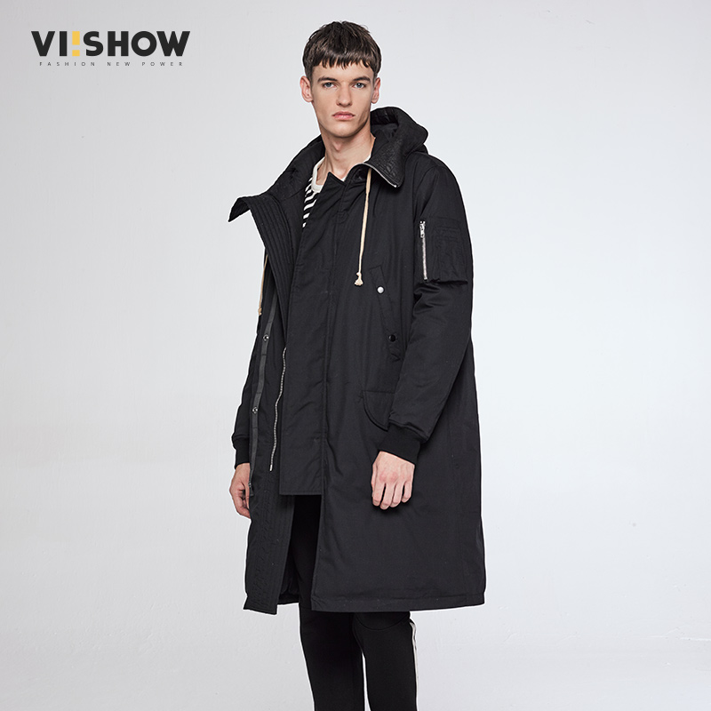 VIISHOW2016冬装新款棉服韩版潮中长款外套男士棉袄青年连帽棉衣产品展示图3