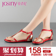 Zhuo Shini 2015 summer Europe sequins peep-toe shoes with low designer shoes wedge Sandals one-word 152132130