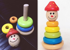 木制儿童小丑叠叠乐玩具 益智木制积木 不倒翁彩虹宝塔叠叠层层圈