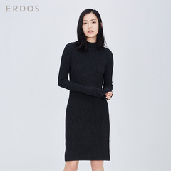 ERDOS/鄂尔多斯秋冬新品 半高领抽条女士连衣裙E266A6020