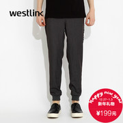 Westlink/West fall 2015 new tide letter knit elasticized waist your feet men's casual pants