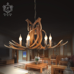 创意个性鹿角灯客厅餐厅酒吧复古欧式灯树脂6头美式乡村鹿角吊灯