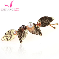 Jiang leaves hair bangs clip Mori girl Sen retro gold leaf clip Starfish issuing tiara hair accessories