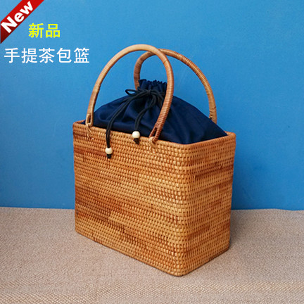 包邮 越南秋藤编便携复古手提包 茶道配件茶具收纳 储物篮 森系包|ruв категории посуда, чайный сервиз, чайница - от Buy2taobao.com для оказания профессиональной услуги покупки агента Taobao