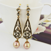 Mu-Mu-jewelry spin cycle long European and American vintage imitation Pearl Earring earrings fashion earrings women 876