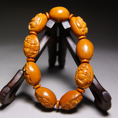 高工苏红 开心弥勒 苏工核雕名家 橄榄核雕手串