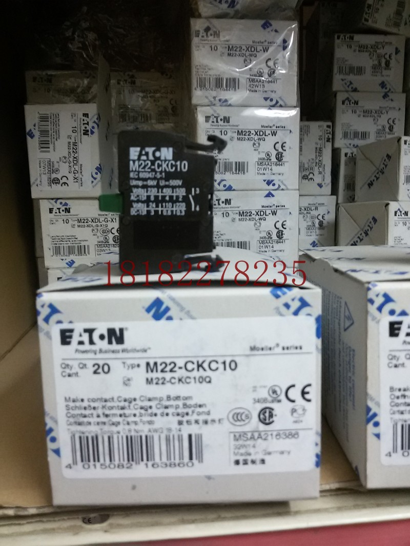 EATON MOELLER伊顿穆勒按钮触点M22-CKC10常开后部固定卡簧式接线