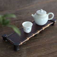 【梧】茶托 竹鞭单层 单层杯架 壶垫竹排托盘 日式茶杯架配件