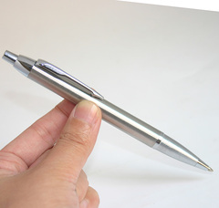 按动商务金属圆珠笔 不锈钢圆珠笔可换签字笔芯 学习办公文具笔