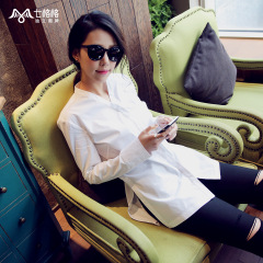 Seven space space OTHERMIX2015 new summer long white shirt in a simple and versatile long sleeve shirt women