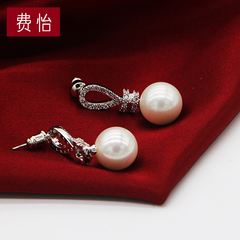 费怡韩国新款耳钉耳坠甜美气质珍珠锆石新娘结婚婚纱礼服耳环饰品