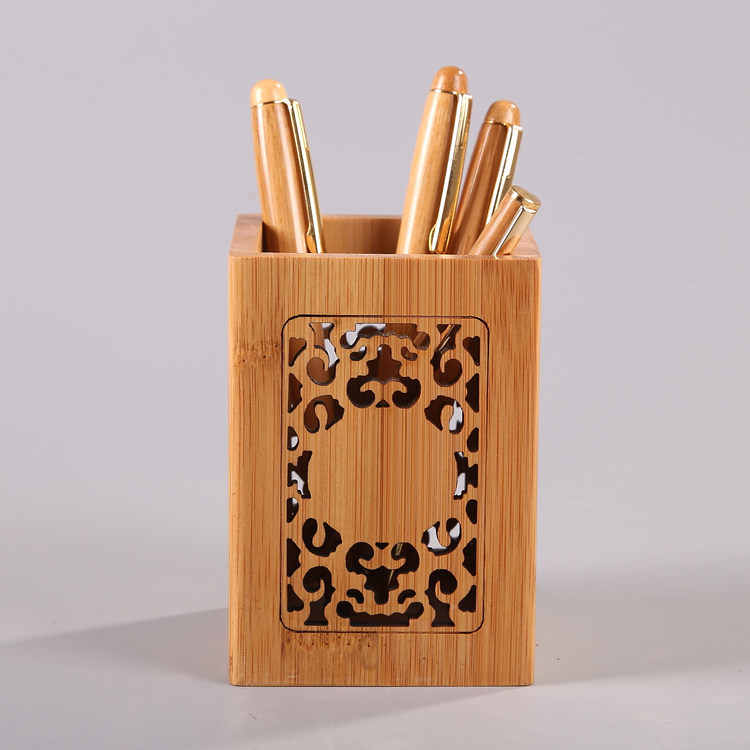 方形笔筒创意韩国竹木质桌面办公收纳 多功能木制简约笔桶筒