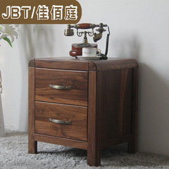 JBT/佳佰庭北美黑胡桃木床头柜全实木家具高端欧式经典抽屉柜HH62