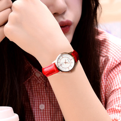 依伦女士手表正品防水真皮表带简约石英表韩版时尚潮流女超薄腕表