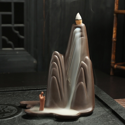 流香炉倒流香创意大号紫砂高山流水沉香檀香茶道观赏家用禅意摆件