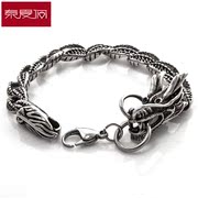 New year Dragon bracelet men''s domineering ethnic jewelry fashion retro simple creative titanium steel gifts