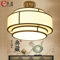 新中式吸顶灯 现代LED客厅灯饰布艺温馨浪漫主卧室灯书房灯具圆形