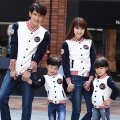 亲子装秋冬装2016新款秋季韩版棒球服一家三口家庭装开衫外套卫衣