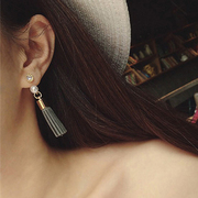 New Korea fashion crystal-encrusted leather fringed long pendant earrings earrings ear jewelry for dual-use email female