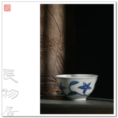 仿成化手绘青花栀子花纹小杯品茗杯 功夫茶杯 景德镇手工陶瓷茶具