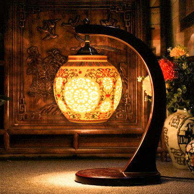 中式陶瓷灯 台灯卧室床头新古典现代简约台灯 创意时尚装饰灯包邮