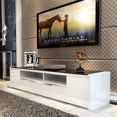 帝阁丽庭现代简约电视柜钢化玻璃电视柜茶几组合影视柜地柜白色