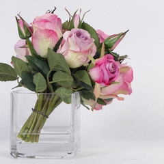 纳茉 欧式仿真花艺 多色玫瑰假水套装 家居样板间装饰花假花搭配