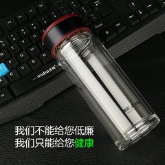 男女双层玻璃杯带盖随手便携水杯保温杯商务杯定制logo印字礼品杯