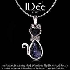 法国IDee猫925银项链 水晶吊坠锁骨链 时尚挂件 个性饰品新年礼物