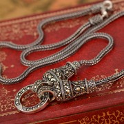 S925 Silver Spring and winter long hair Thai mosaic Joker clothing chain pendant necklace of atmospheric