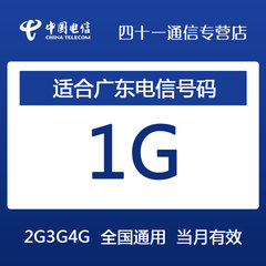 广东电信流量充值 1G 全国通用 手机流量包 当月有效 自动充值