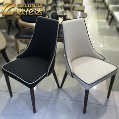 简约现代韩式餐椅子家用白色黑色皮革皮质面北欧餐椅酒店椅铁艺