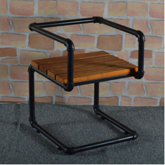 美式乡村铁艺做旧实木餐椅复古酒吧台餐桌椅水管椅咖啡椅休闲椅子