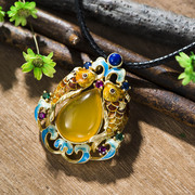 Is 925 Silver cloisonne Thai ladies carp natural yellow agate pendant, fashion pendant