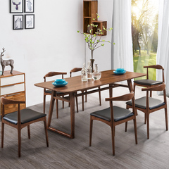 北欧实木餐桌椅组合6人现代简约4长方形洽谈桌椅一桌四椅吃饭桌子