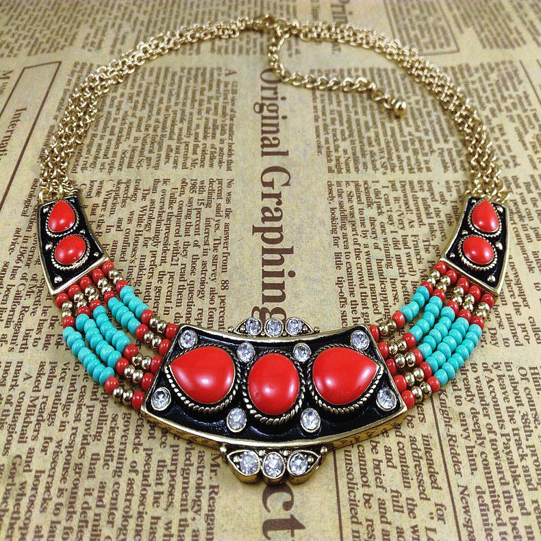 lc3 欧美外贸饰品首饰 波西米亚时尚米珠复古短款特色民族风项链