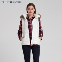 TommyHilfiger 女装经典横纹绗缝连帽羽绒背心-WW0WW10941LW