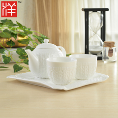 蕾丝蝴蝶浮雕田园茶壶水杯托盘套装下午茶外贸出口原单日本KINTO